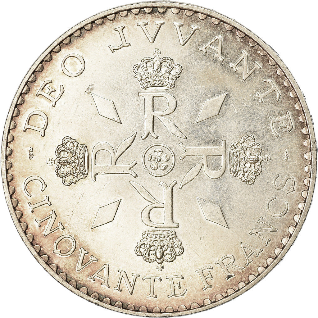 Coin, Monaco, Rainier III, 50 Francs, 1974, AU(55-58), Silver, KM:152.1