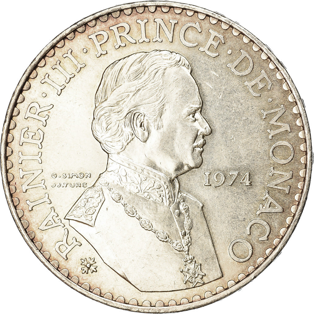 Münze, Monaco, Rainier III, 50 Francs, 1974, VZ, Silber, KM:152.1