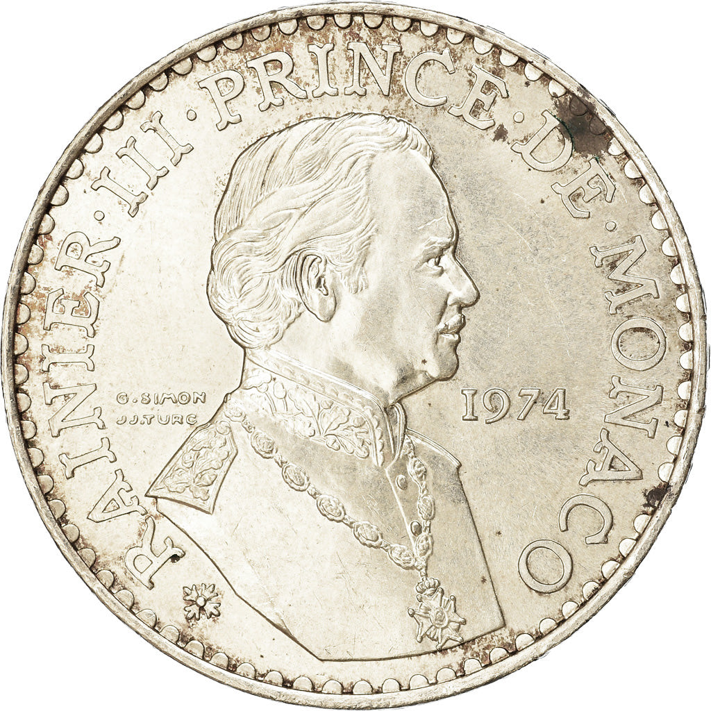 Coin, Monaco, Rainier III, 50 Francs, 1974, AU(55-58), Silver, KM:152.1