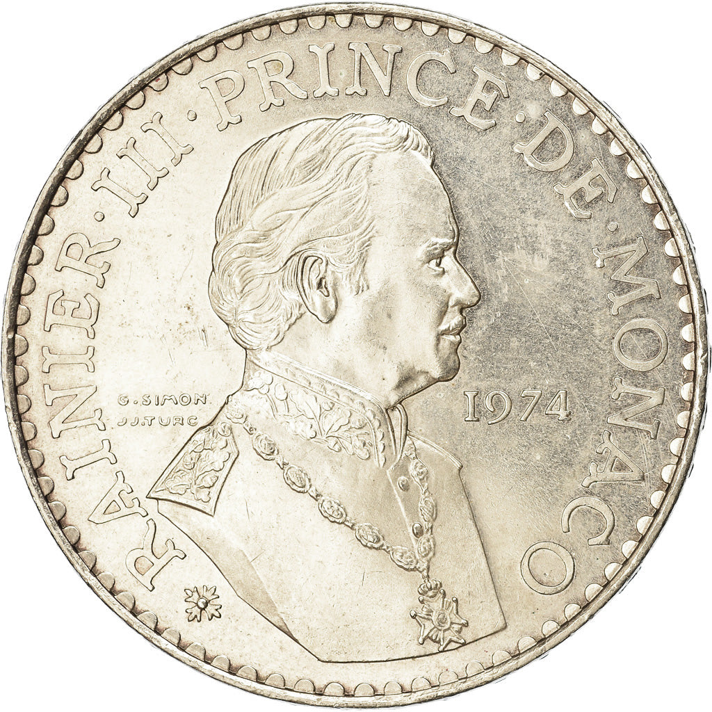 Coin, Monaco, Rainier III, 50 Francs, 1974, AU(55-58), Silver, KM:152.1