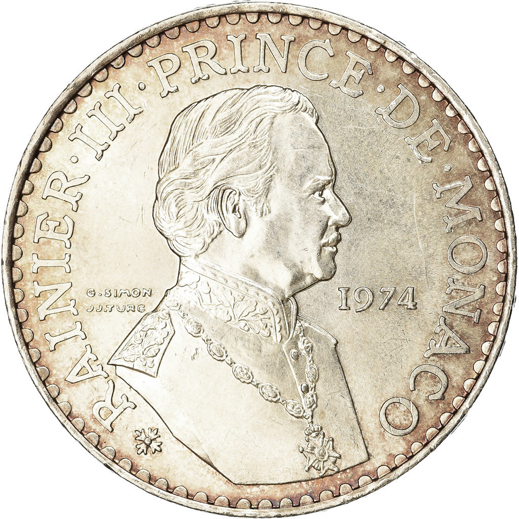 Coin, Monaco, Rainier III, 50 Francs, 1974, AU(55-58), Silver, KM:152.1