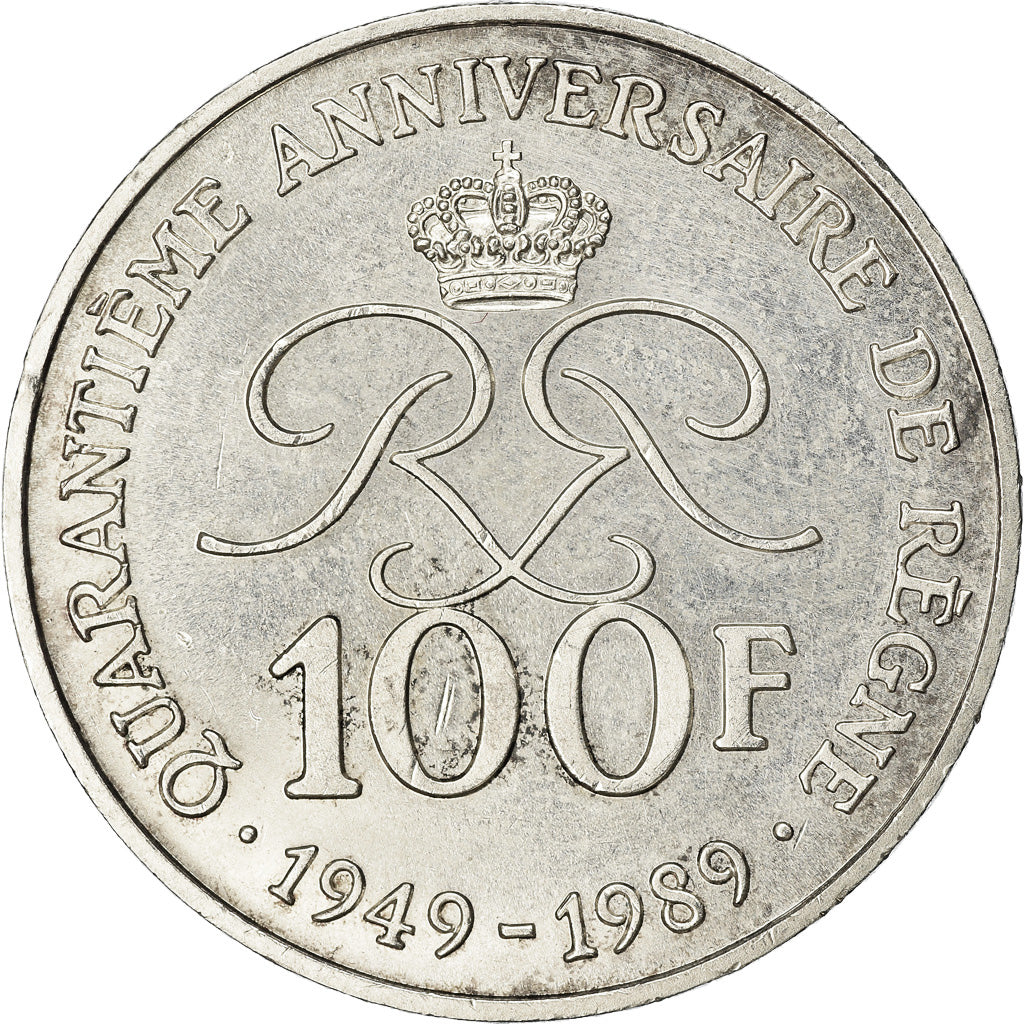Coin, Monaco, Rainier III, 100 Francs, 1989, AU(50-53), Silver, KM:164
