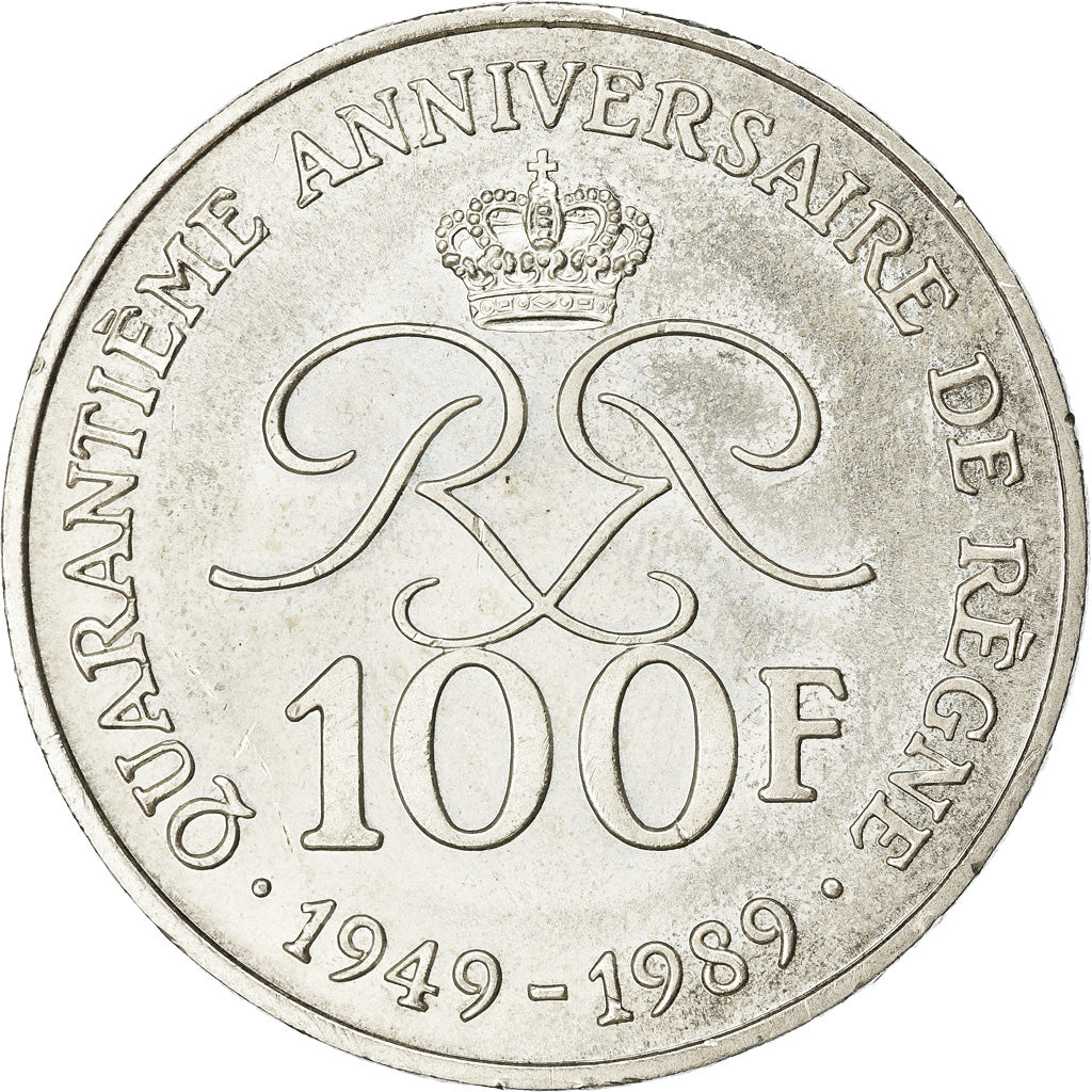 Münze, Monaco, Rainier III, 100 Francs, 1989, VZ, Silber, KM:164, Gadoury:MC164