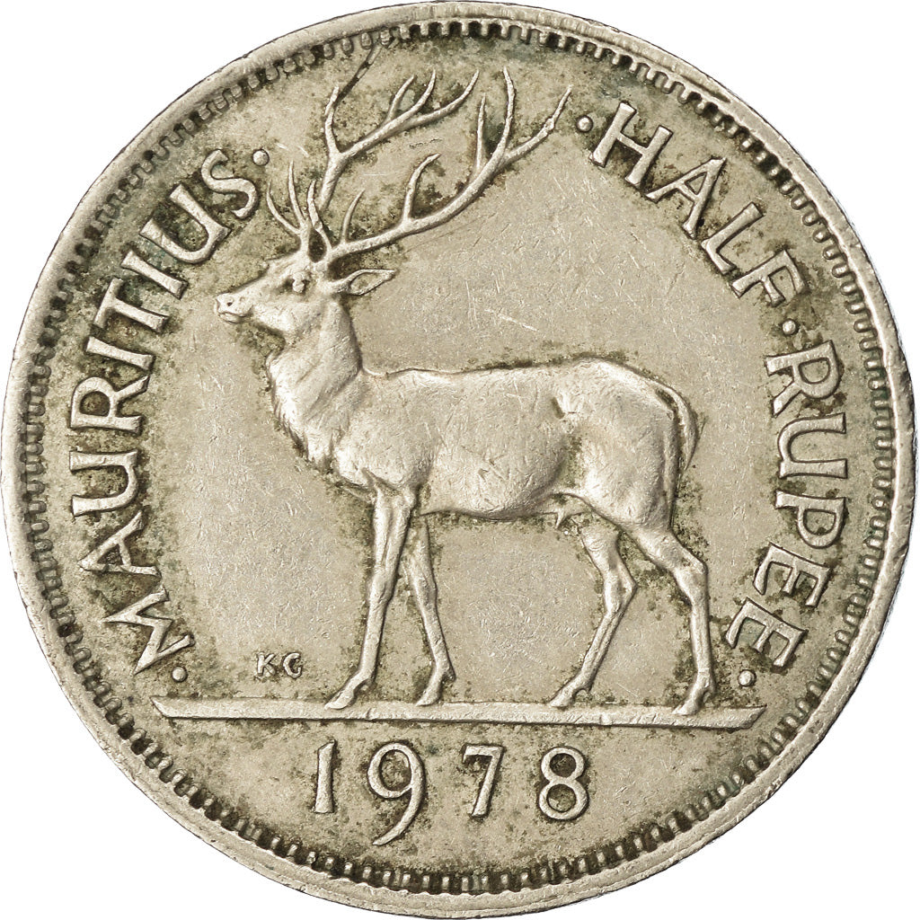 Coin, Mauritius, Elizabeth II, 1/2 Rupee, 1978, EF(40-45), Copper-nickel
