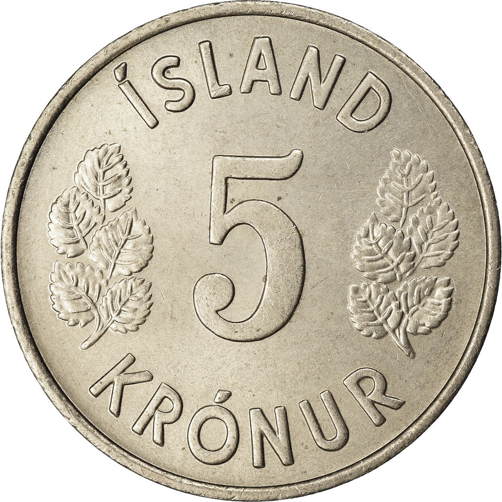 Moneta, Islanda, 5 Kronur, 1973, BB, Rame-nichel, KM:18