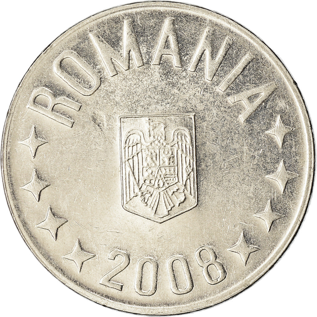 Coin, Romania, 10 Bani, 2008, Bucharest, AU(55-58), Nickel plated steel, KM:191