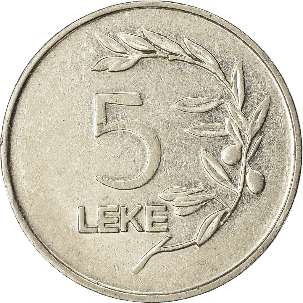 Coin, Albania, 5 Lekë, 1995, EF(40-45), Nickel plated steel, KM:76