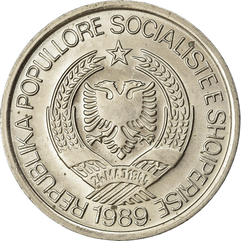 Coin, Albania, 2 Leke, 1989, EF(40-45), Copper-nickel, KM:73