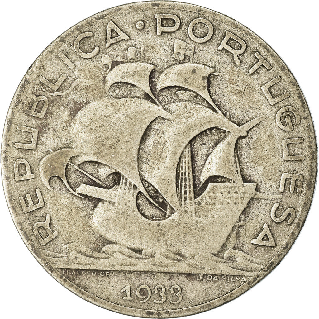 Coin, Portugal, 5 Escudos, 1933, VF(20-25), Silver, KM:581