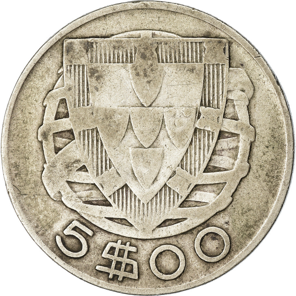 Monnaie, Portugal, 5 Escudos, 1940, TB, Argent, KM:581