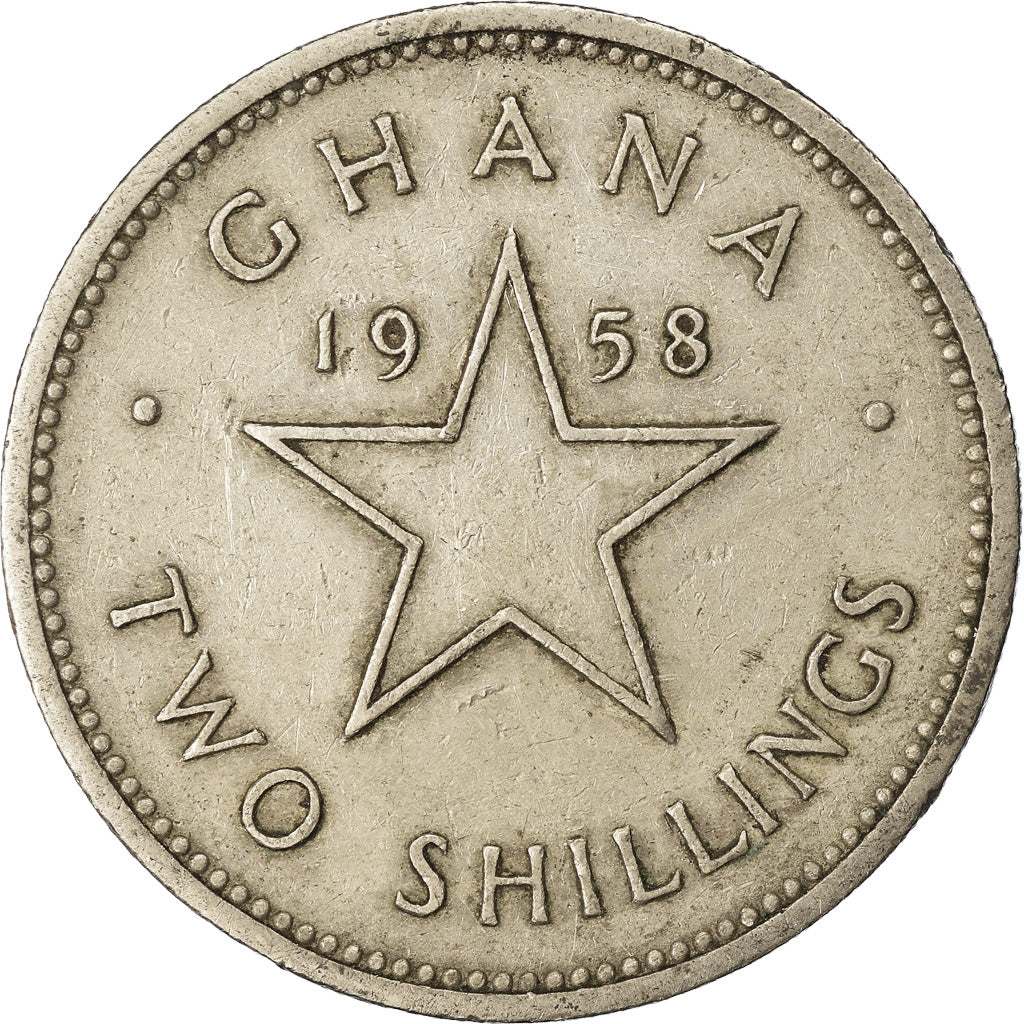 Moneta, Ghana, 2 Shilling, 1958, BB, Rame-nichel, KM:6