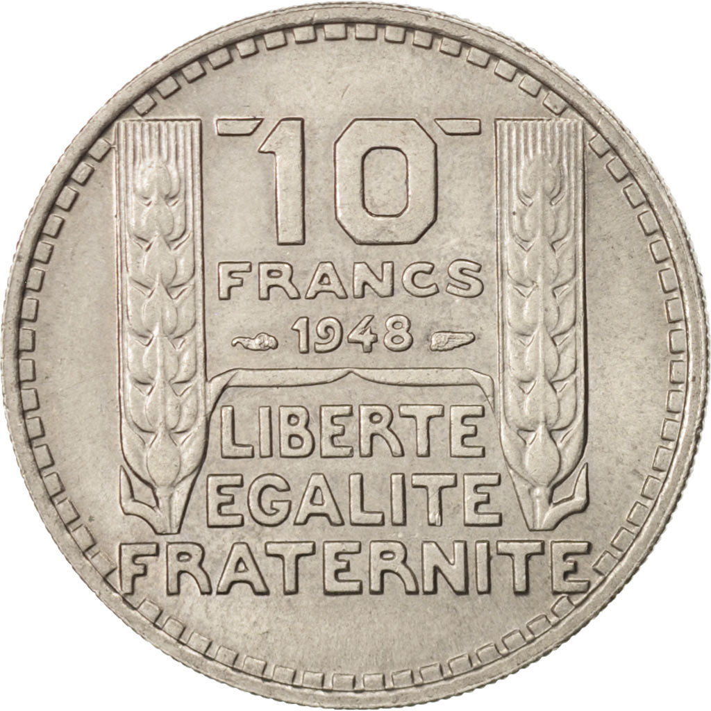 FRANCE, Turin, 10 Francs, 1948, Paris, KM #909.1, AU(50-53), Copper-Nickel, 26,.
