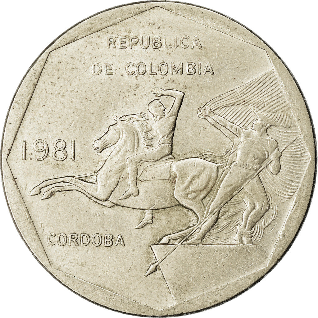 Münze, Kolumbien, 10 Pesos, 1981, SS, Copper-Nickel-Zinc, KM:270