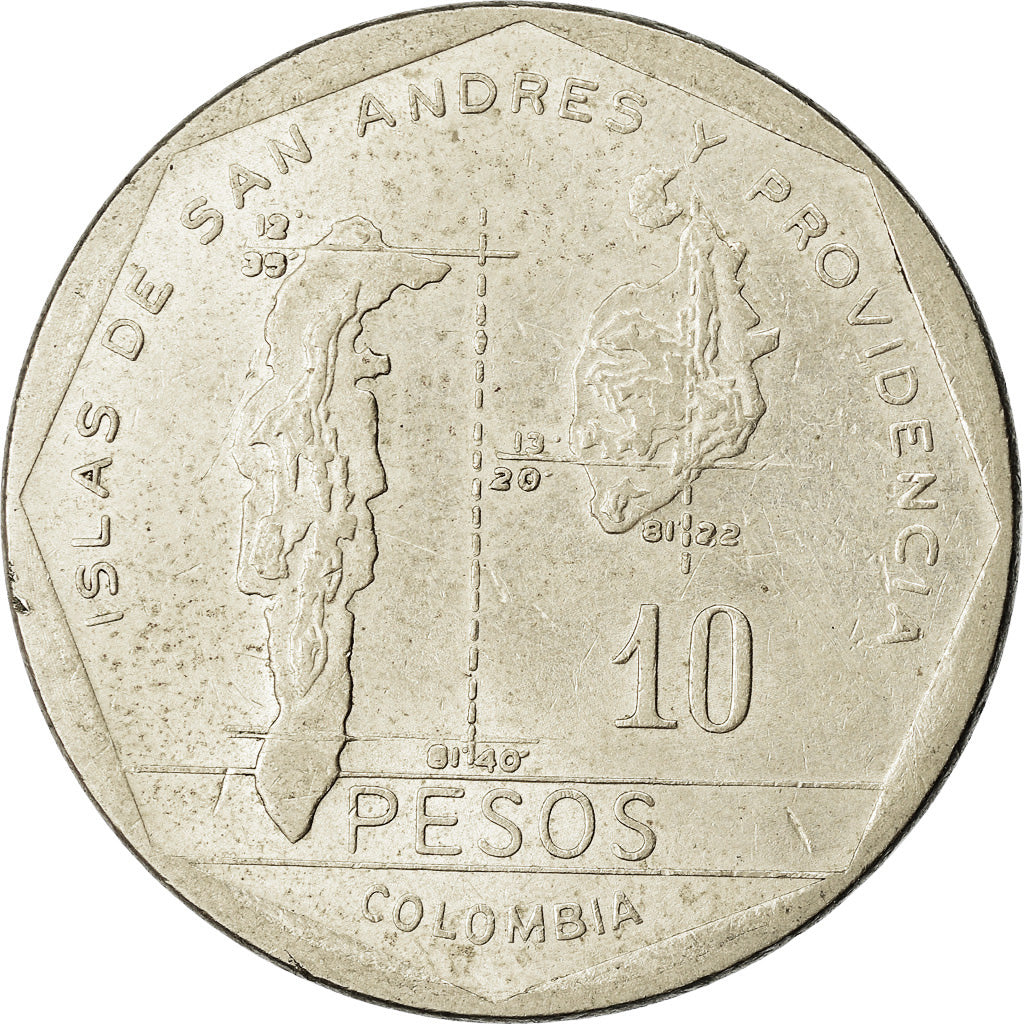 Münze, Kolumbien, 10 Pesos, 1981, SS, Copper-Nickel-Zinc, KM:270