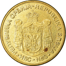 Coin, Serbia, 5 Dinara, 2009, EF(40-45), Nickel-brass, KM:40
