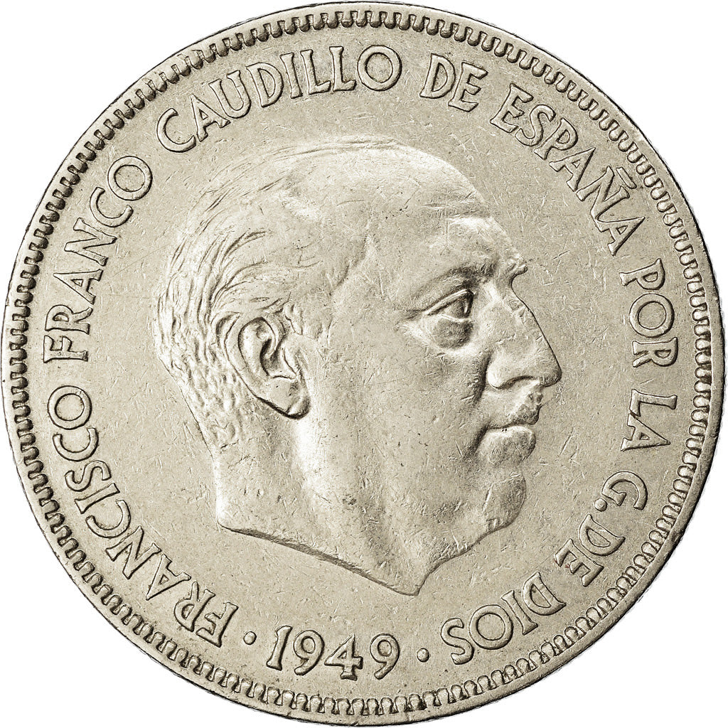 Coin, Spain, Caudillo and regent, 5 Pesetas, 1949, EF(40-45), Nickel, KM:778