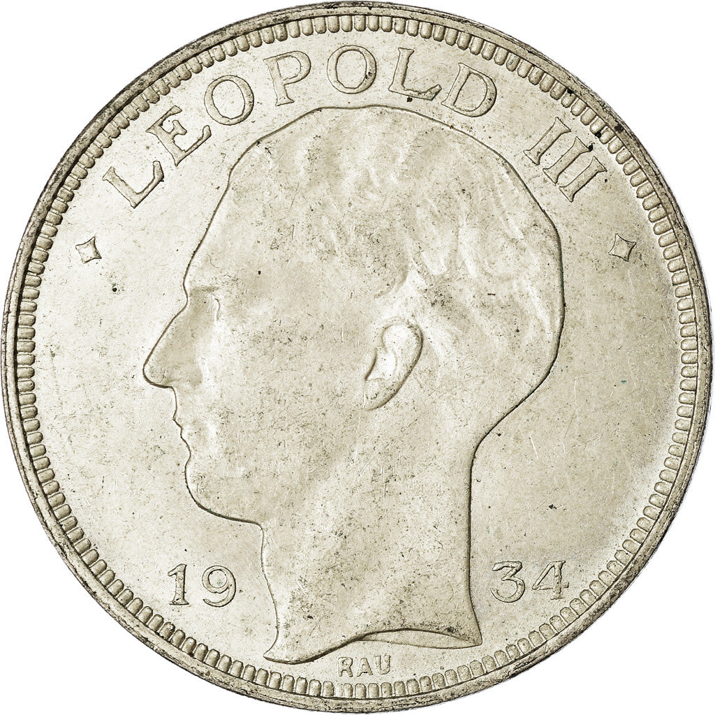 Coin, Belgium, 20 Francs, 20 Frank, 1934, EF(40-45), Silver, KM:105