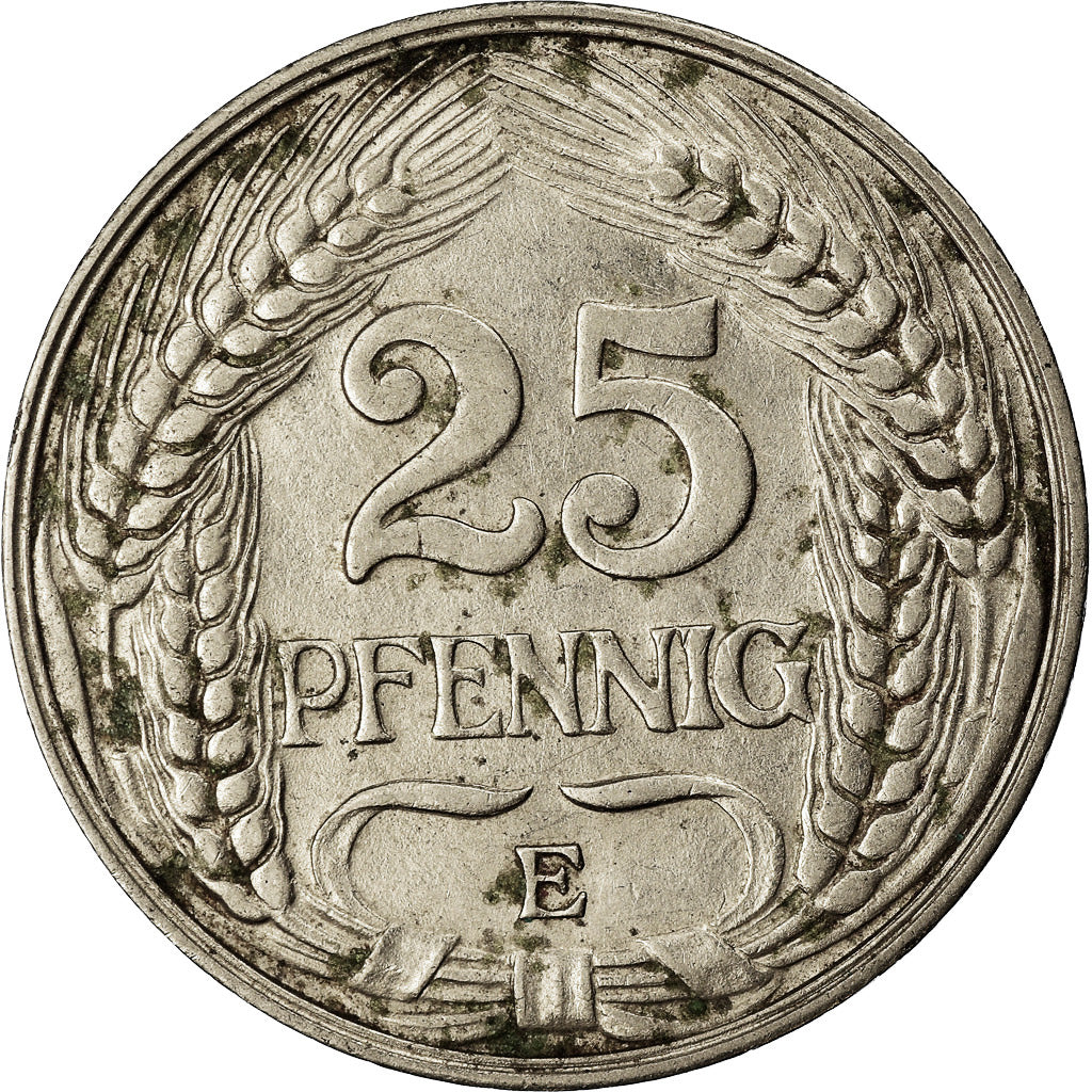 Coin, GERMANY - EMPIRE, Wilhelm II, 25 Pfennig, 1909, Muldenhütten, EF(40-45)