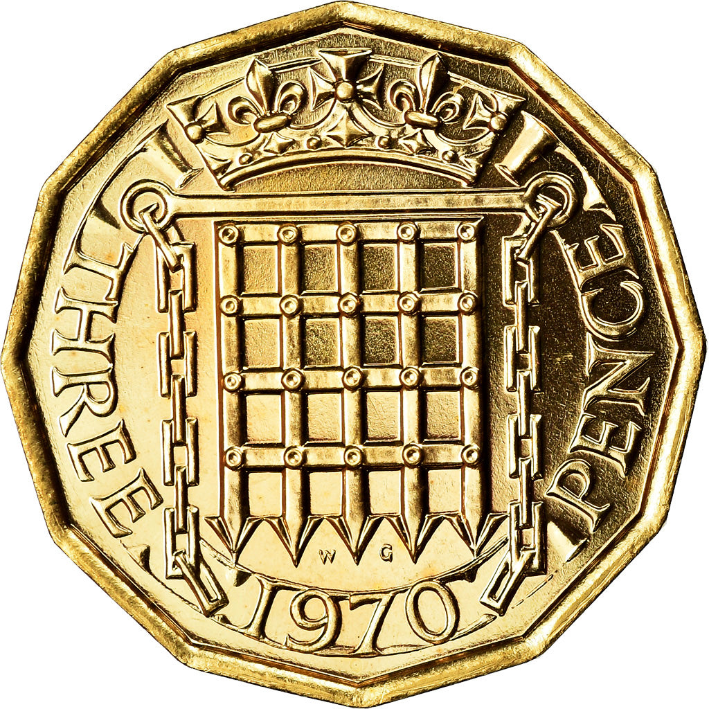 Moneta, Gran Bretagna, 3 Pence, 1970, SPL, Nichel-ottone