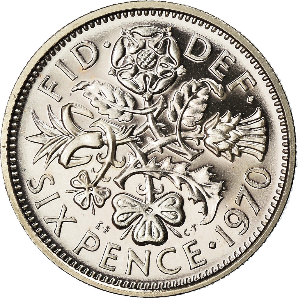 Moneta, Gran Bretagna, 6 Pence, 1970, SPL, Rame-nichel