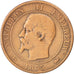 FRANCE, Napoléon III, 10 Centimes, 1855, Lyon, KM #771.4, VF(20-25), Bronze, G..