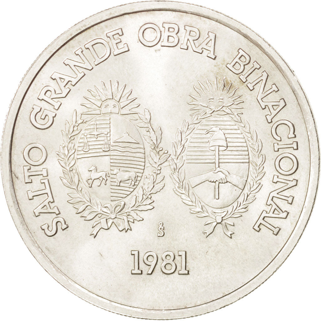 Uruguay, 100 Nuevos Pesos, 1981, Santiago, KM #80, AU(55-58), Silver, 12.20
