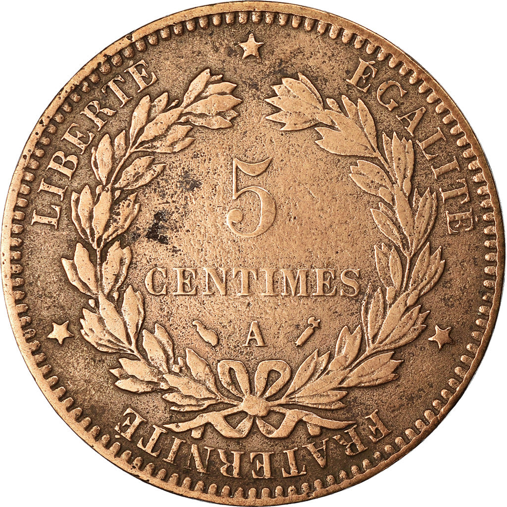 Moneta, Francia, Cérès, 5 Centimes, 1894, Paris, MB+, Bronzo, KM:821.1, Le