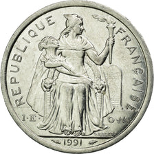 Monnaie, Nouvelle-Calédonie, 2 Francs, 1991, TTB+, Aluminium, KM:14
