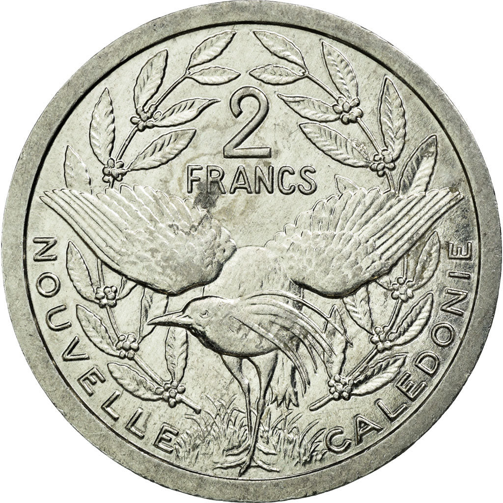 Coin, New Caledonia, 2 Francs, 1991, AU(50-53), Aluminum, KM:14
