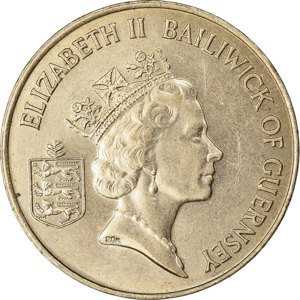 Moeda, Guernesey, Elizabeth II, 10 Pence, 1989, EF(40-45), Cobre-níquel