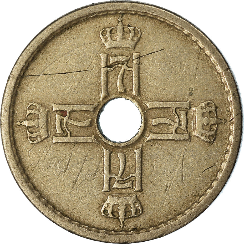 Munten, Noorwegen, Haakon VII, 25 Öre, 1939, ZF, Copper-nickel, KM:384