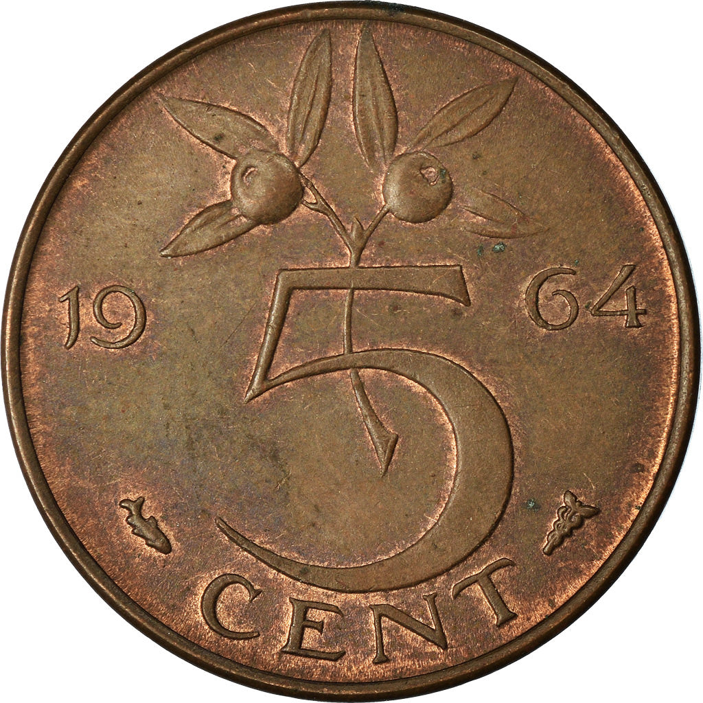 Münze, Niederlande, Juliana, 5 Cents, 1964, SS, Bronze, KM:181