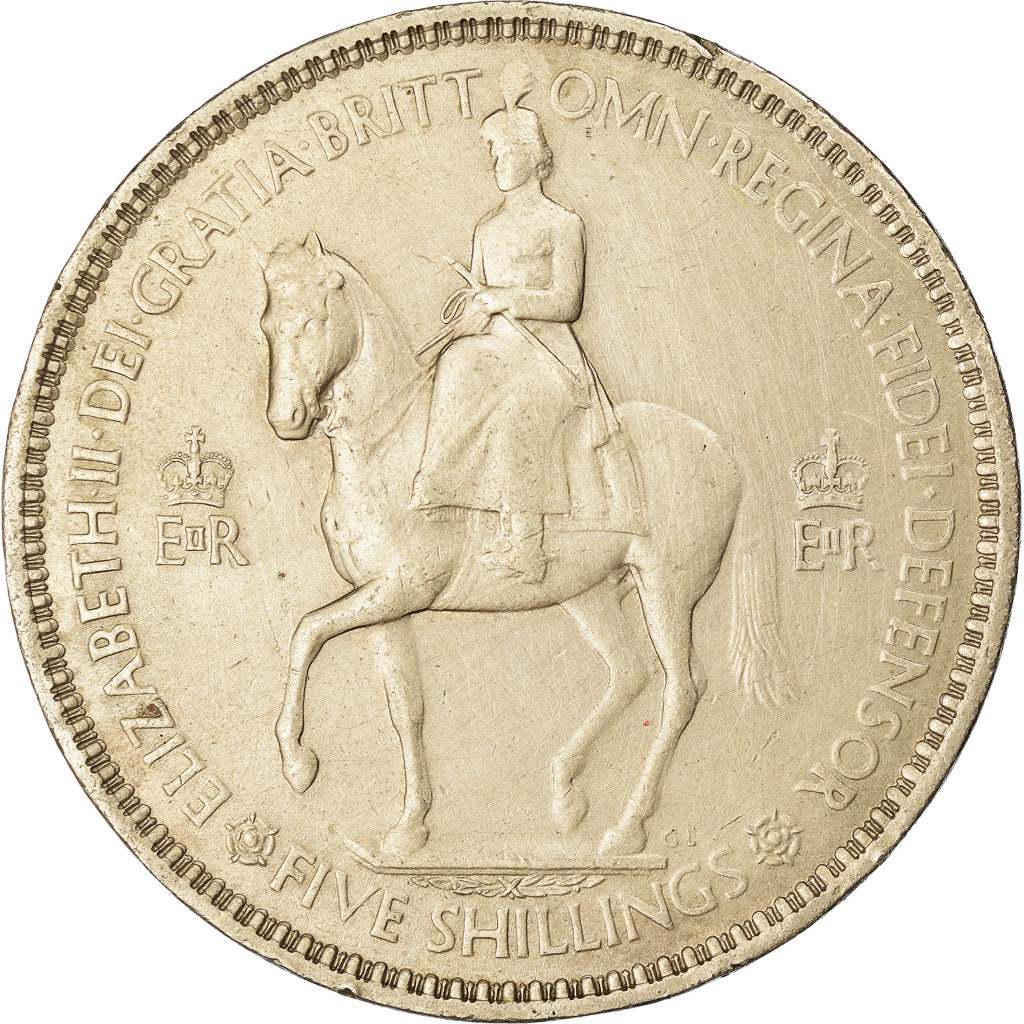 Coin, Great Britain, Elizabeth II, Crown, 1953, EF(40-45), Copper-nickel, KM:894