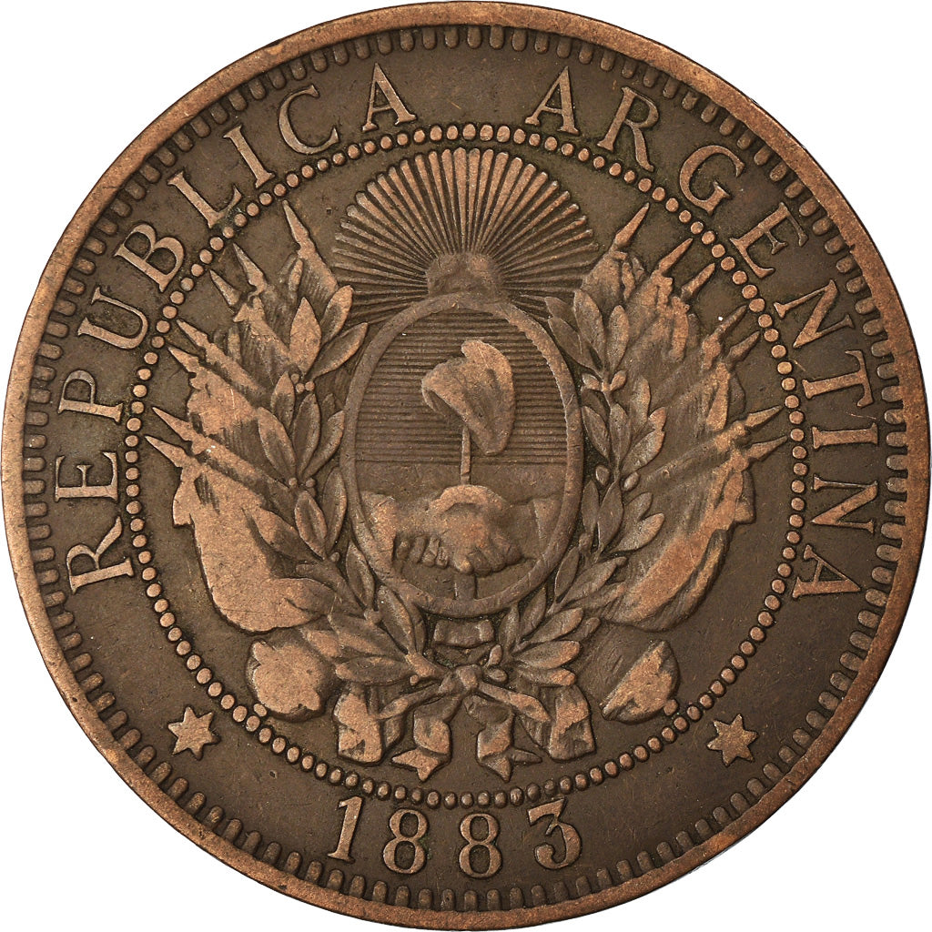 Coin, Argentina, 2 Centavos, 1883, VF(30-35), Bronze, KM:33