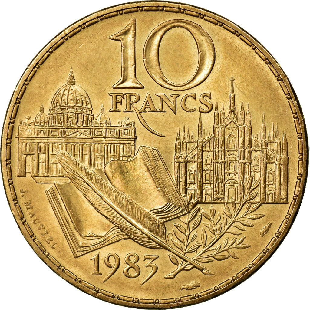 Coin, France, Stendhal, 10 Francs, 1983, AU(55-58), Nickel-Bronze, KM:953
