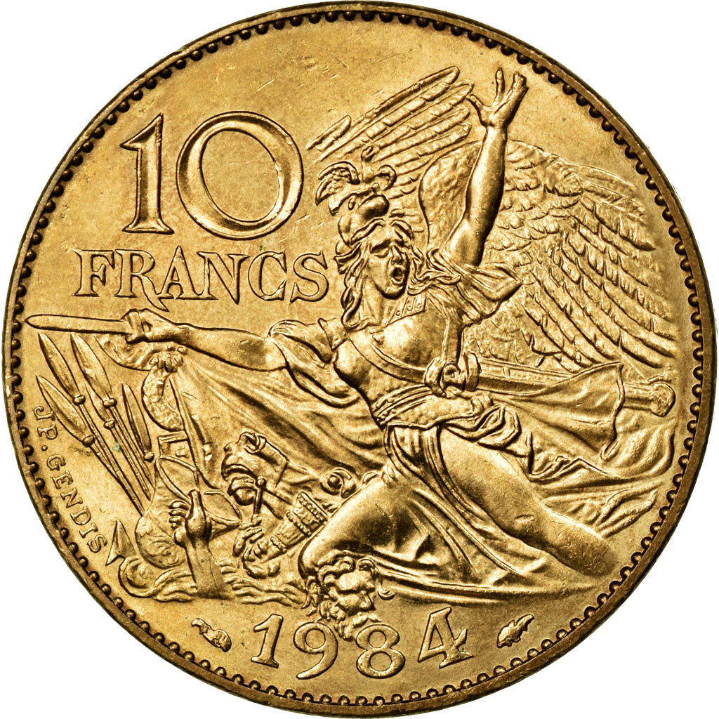 Moneta, Francja, François Rude, 10 Francs, 1984, AU(55-58), Nikiel-Brąz