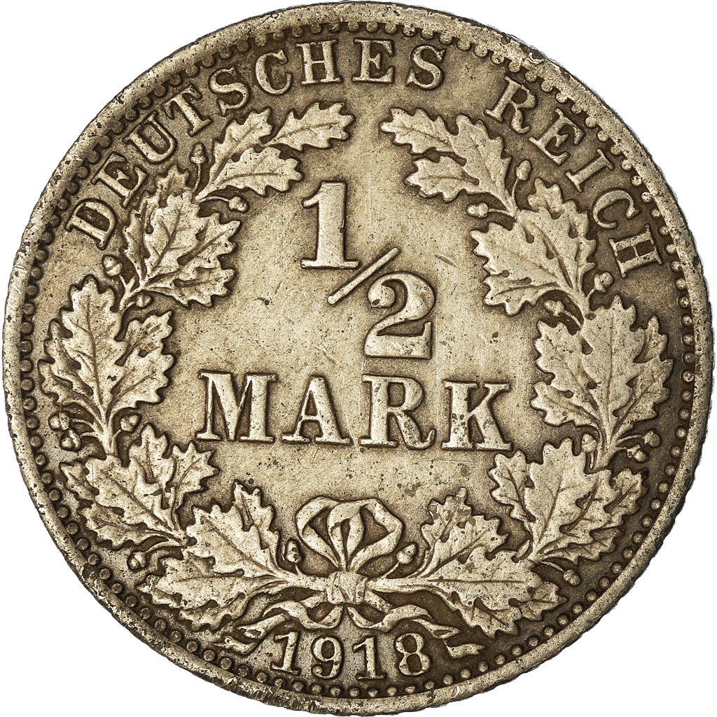 Münze, GERMANY - EMPIRE, 1/2 Mark, 1918, Berlin, SS, Silber, KM:17