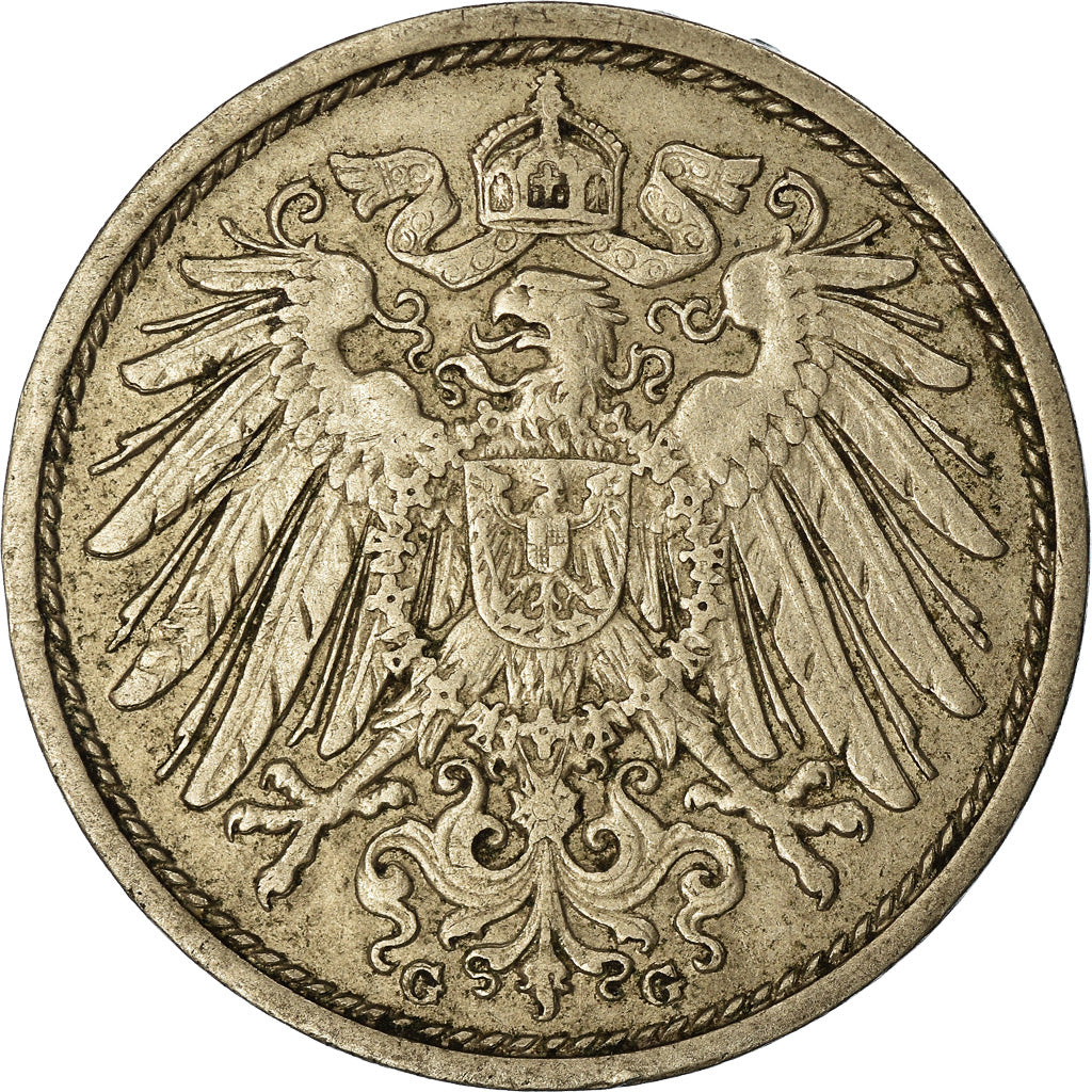 Moneta, GERMANIA - IMPERO, Wilhelm II, 10 Pfennig, 1914, Karlsruhe, BB