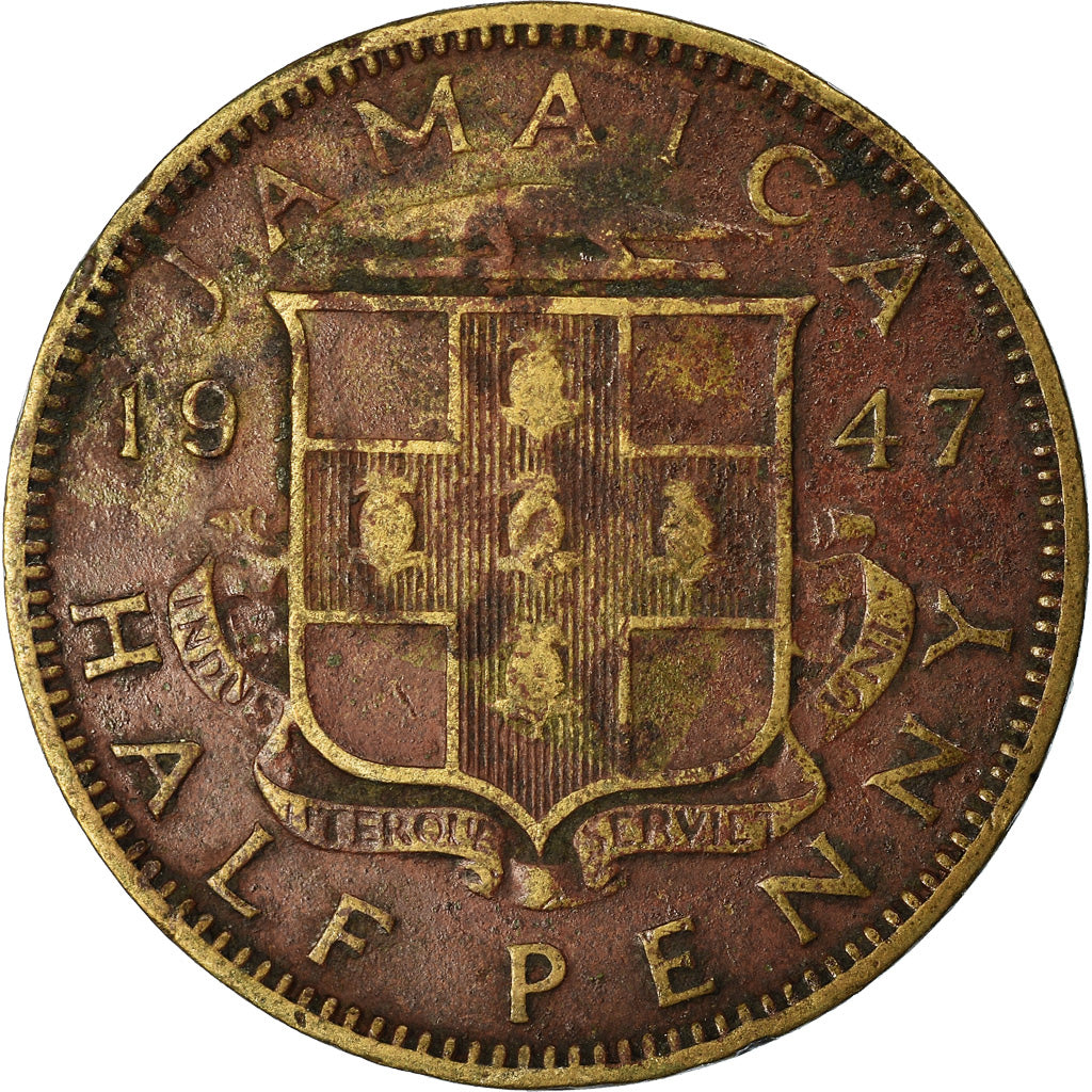 Coin, Jamaica, George VI, 1/2 Penny, 1947, VF(30-35), Nickel-brass, KM:31