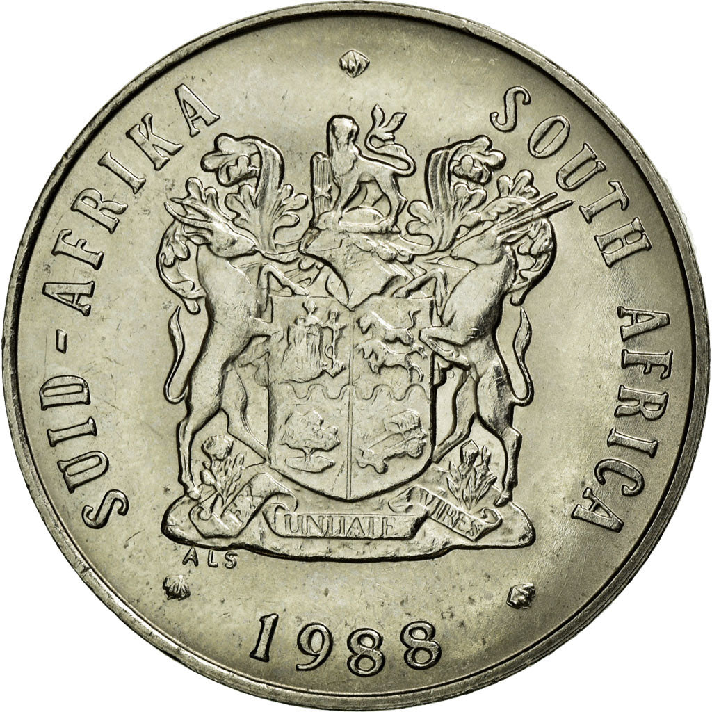 Coin, South Africa, 20 Cents, 1988, AU(50-53), Nickel, KM:86