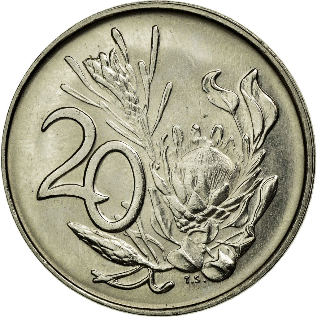 Coin, South Africa, 20 Cents, 1988, AU(50-53), Nickel, KM:86