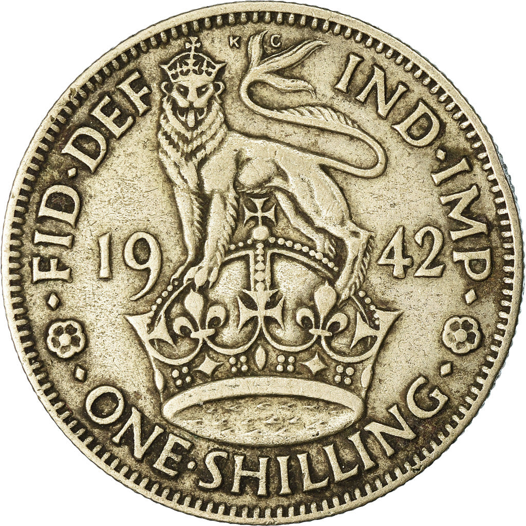 Coin, Great Britain, George VI, Shilling, 1942, EF(40-45), Silver, KM:853