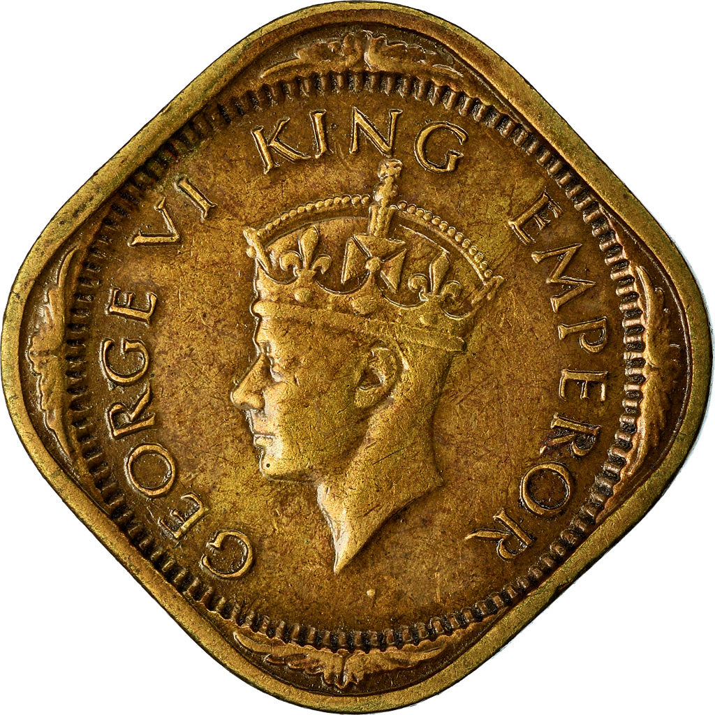 Monnaie, INDIA-BRITISH, George VI, 1/2 Anna, 1943, Calcutta, TTB, Nickel-brass
