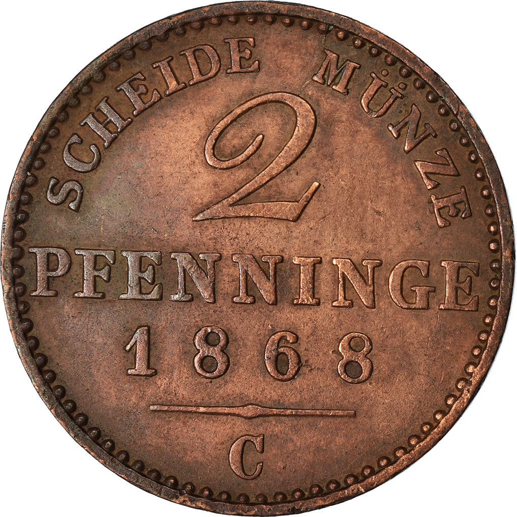 Coin, German States, PRUSSIA, Wilhelm I, 2 Pfennig, 1868, Frankfurt, EF(40-45)