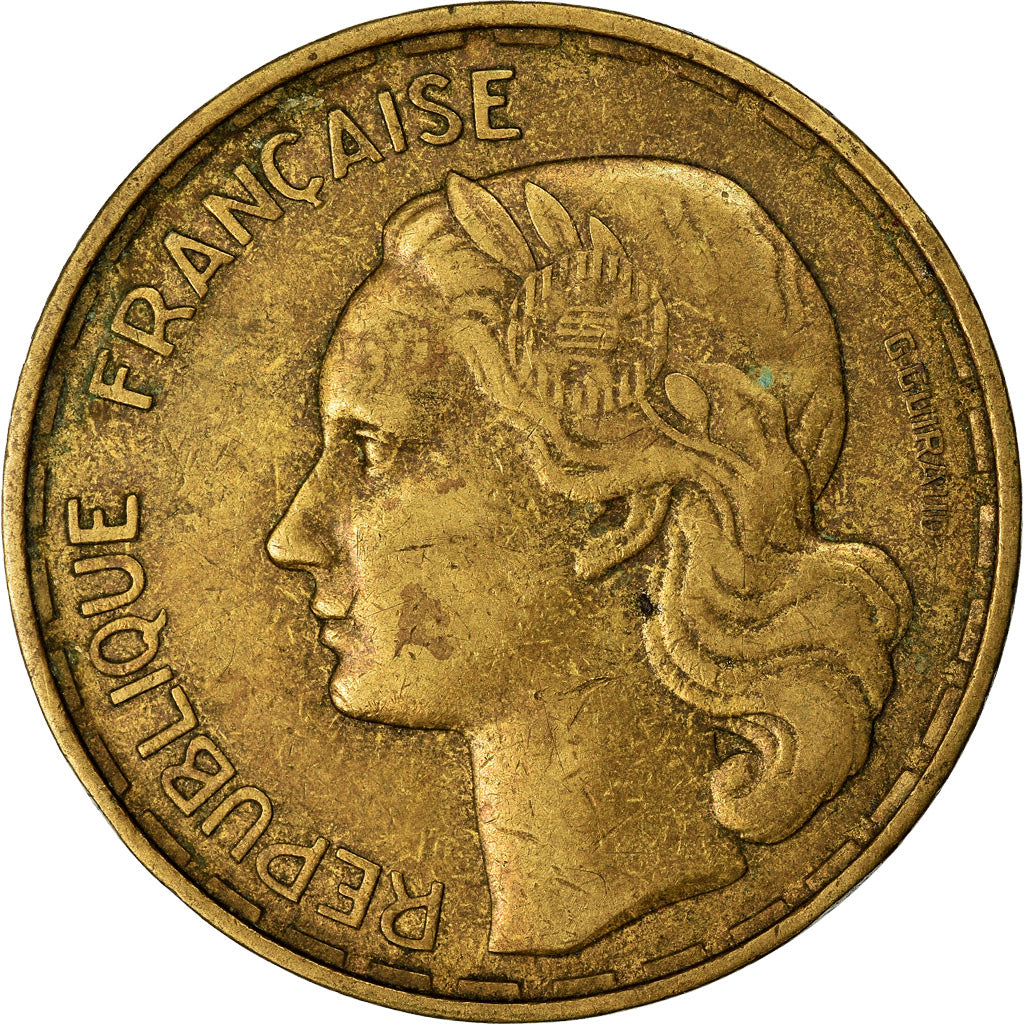 Moneta, Francja, Guiraud, 50 Francs, 1954, Paris, EF(40-45), Aluminium-Brąz