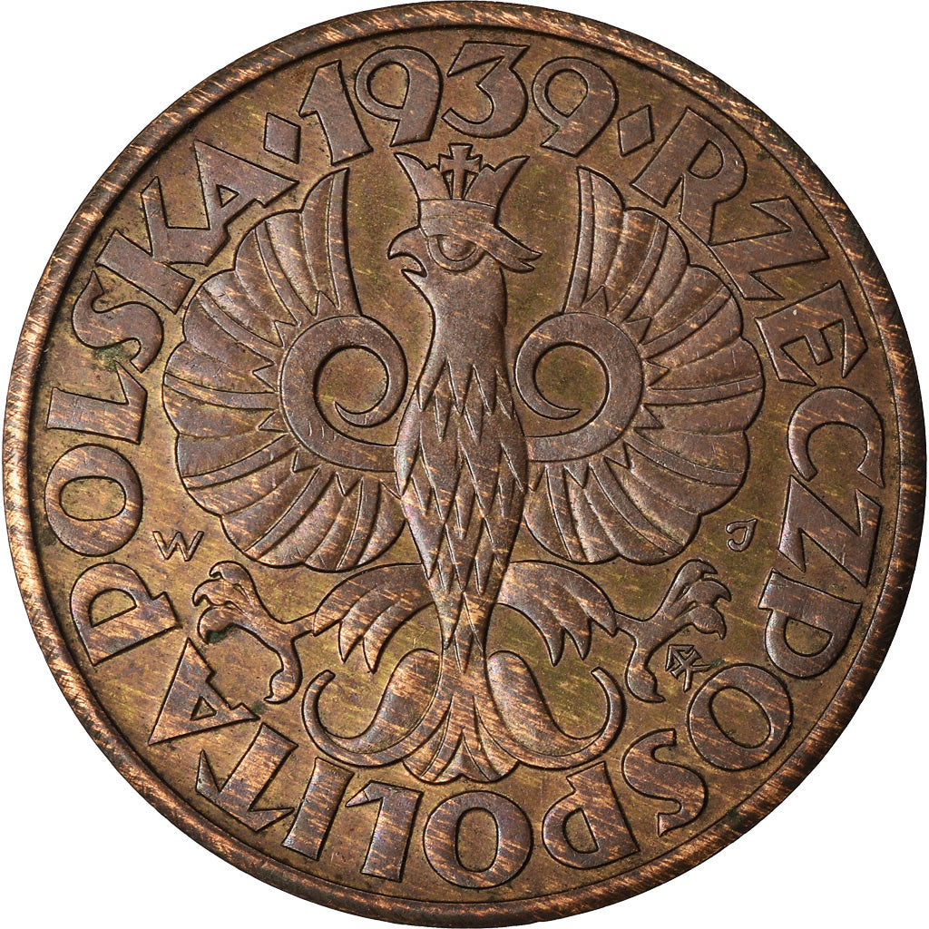 Moneta, Polonia, 5 Groszy, 1939, Warsaw, BB, Bronzo, KM:10a