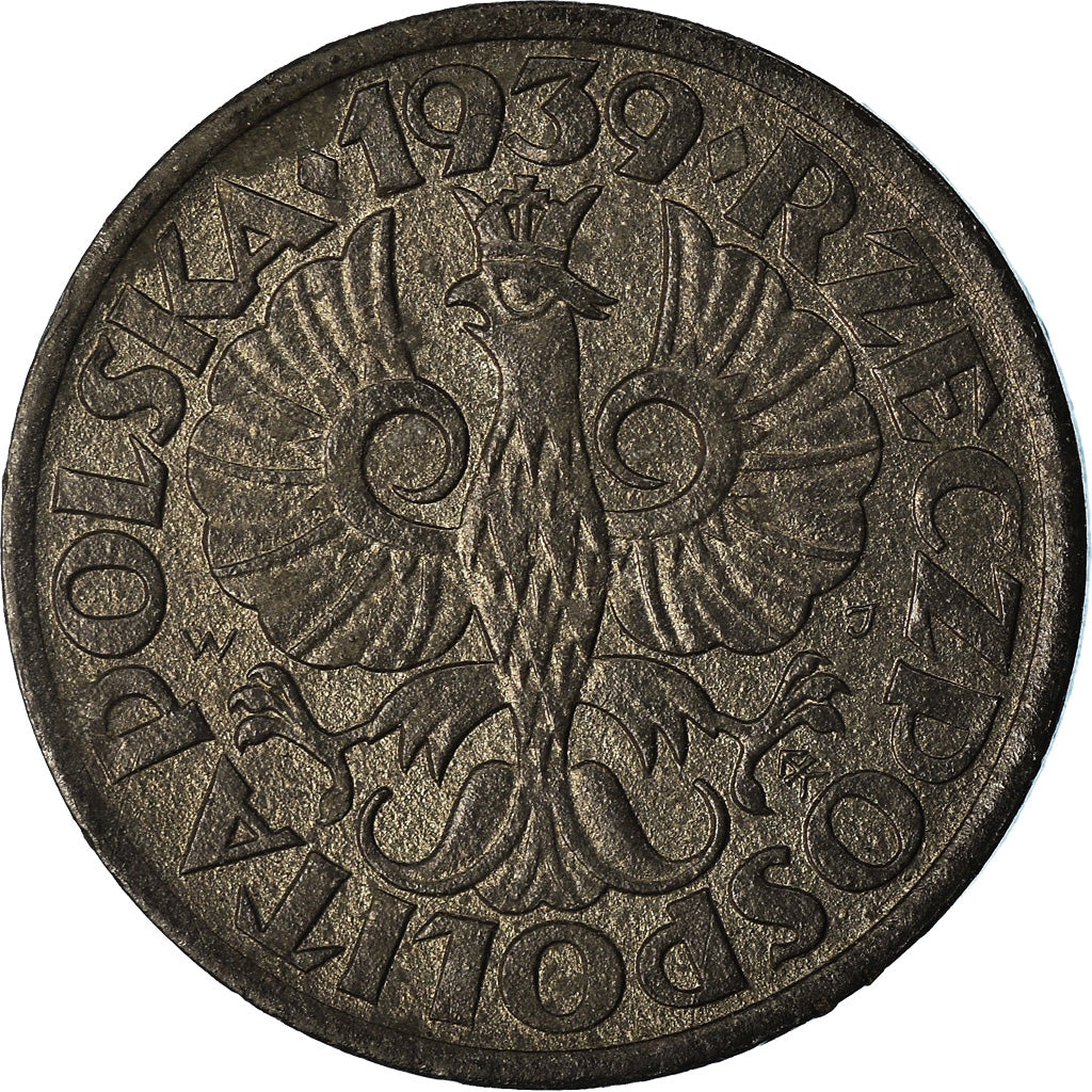 Moneda, Polonia, Grosz, 1939, Warsaw, MBC, Cinc, KM:34