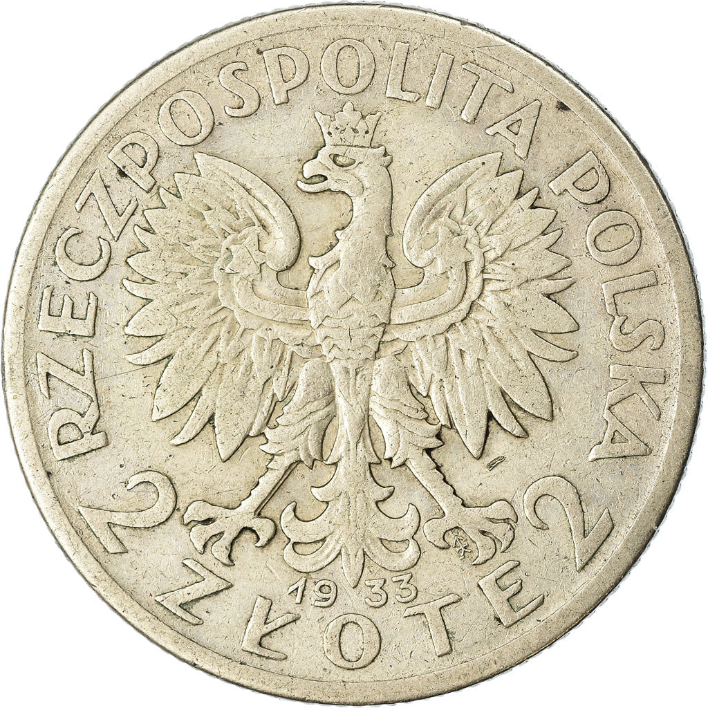 Münze, Polen, 2 Zlote, 1933, Warsaw, S+, Silber, KM:20