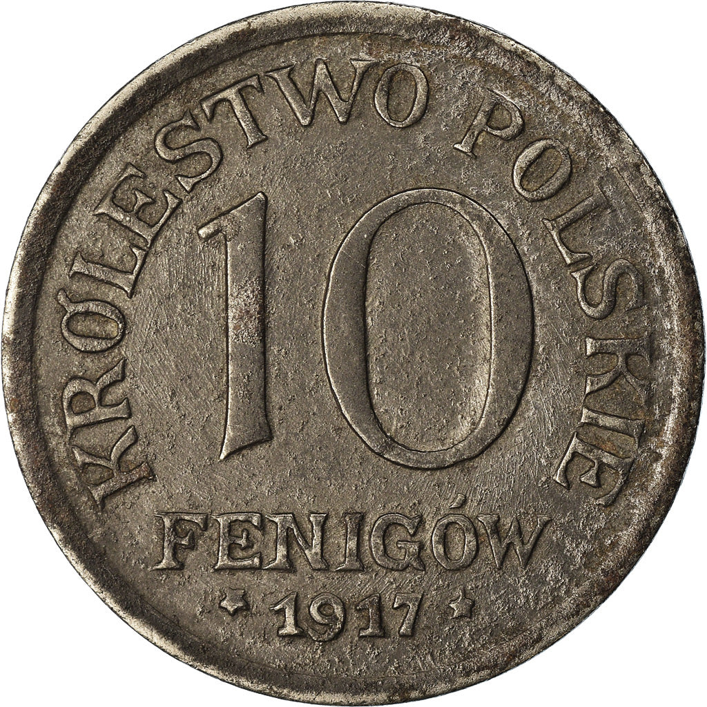 Coin, Poland, 10 Fenigow, 1917, Stuttgart, Germany, VF(30-35), Iron, KM:6
