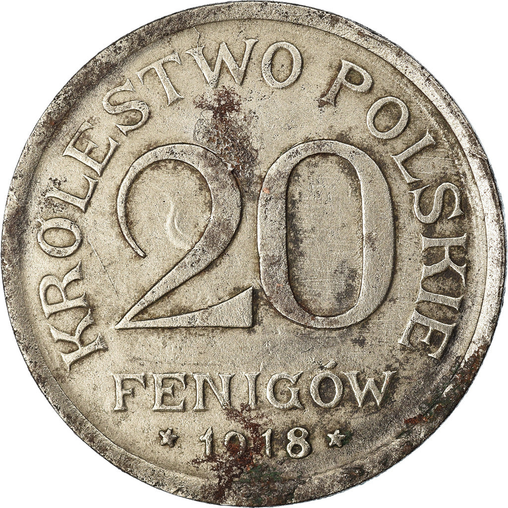 Coin, Poland, 20 Fenigow, 1918, Stuttgart, Germany, VF(30-35), Iron, KM:7